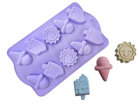 Molde silicona 10 helados y sol 